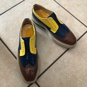 Prada Yellow, Brown, Blue, Platform Sneakers - image 1